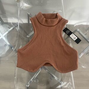 Brown Crop Cut Out Tank Top